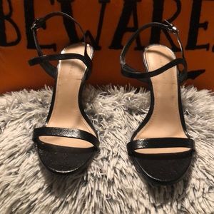 ZARA black leather sandal strapped heel